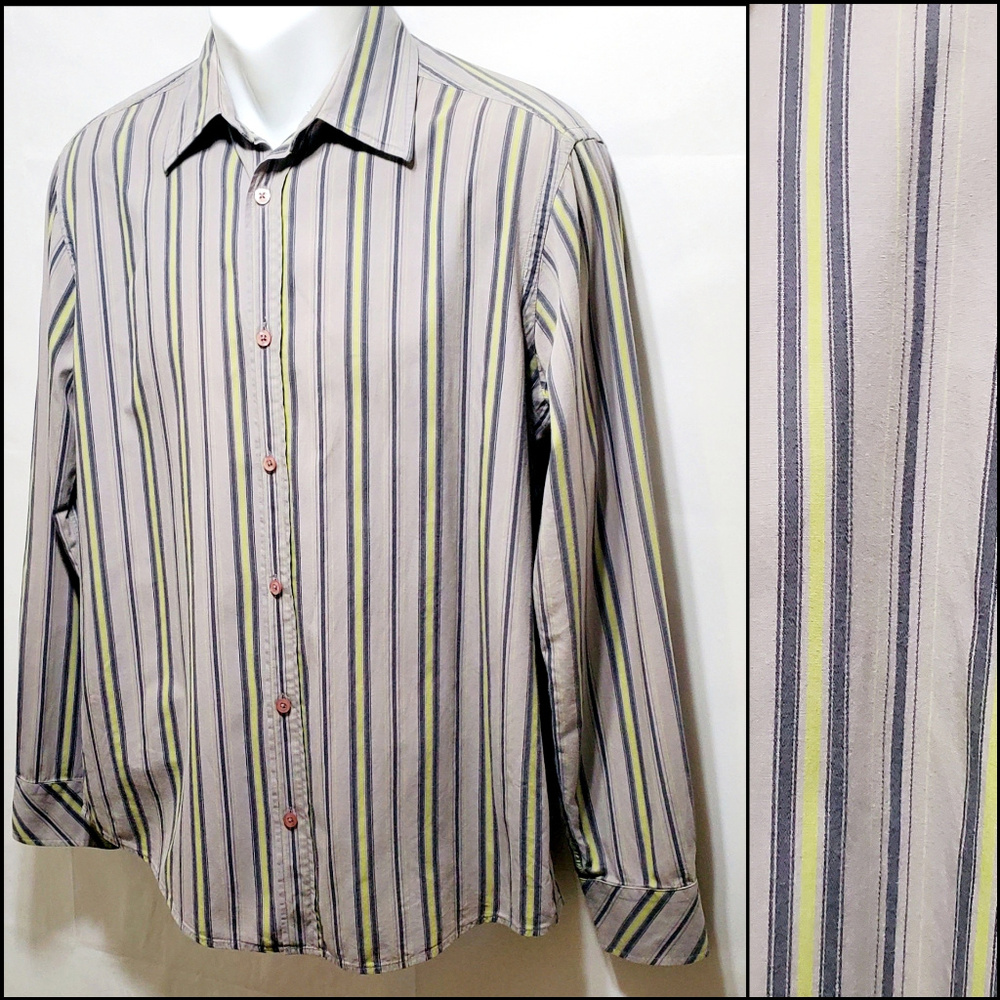 Mexx Grey 100% Cotton Striped Long Sleeve Shirt